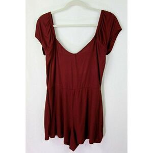 LA Hearts PACSUN Peasant Cottagecore Romper Shorts Burgundy Juniors Large NEW